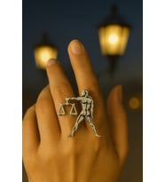 Terazi Burcu Simgeli Unisex Ayarlanabilir Metal Yüzük