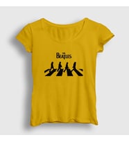 Presmono Kadın Sarı Abbey Road The Beatles T-Shirt 113961tt (Sarı)