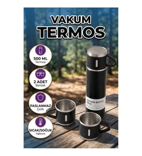 500 ml Vakum Yalıtımlı Paslanmaz Çelik Termos – Sızdırmaz Kapaklı