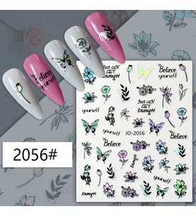 Adanil Hologram Yaprak Çiçek Haşhaş Sticker J0-2056