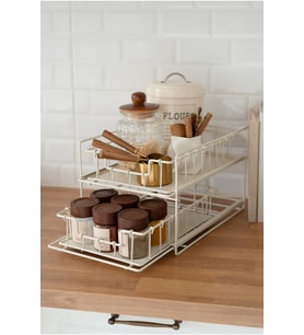 İki Katlı Metal Çekmeceli Organizer (Krem Renk)