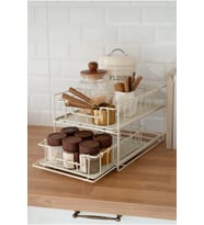 İki Katlı Metal Çekmeceli Organizer (Krem Renk)