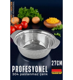 304 Paslanmaz Çelik Alman Tip Kevgir Profesyonel Süzgeç 27 Cm