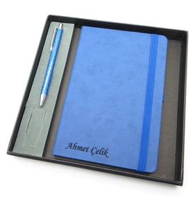 Signator® Codex  N267 Kişiye Özel Defterli Set - İsme Özel Mavi Kalem + İsme Özel Mavi Defter  İsme Özel Kutusunda Hediyelik Set (Karışık)