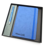 Signator® Codex  N267 Kişiye Özel Defterli Set - İsme Özel Mavi Kalem + İsme Özel Mavi Defter  İsme Özel Kutusunda Hediyelik Set (Karışık)