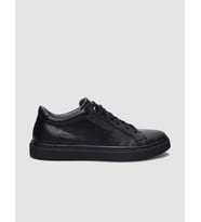 %100 Hakiki Deri Siyah Bağcıklı Erkek Sneaker
