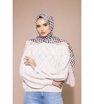 Ekose Desen Pavia Seri Şal Eşarp Askısı ile Birlikte 90X200 cm Pudra Krem-90X200