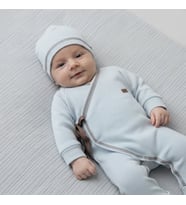 Erkek Bebek Uzun Kollu Yandan Bağcıklı Şapkalı Tulum - 2 Ay / MAVİ