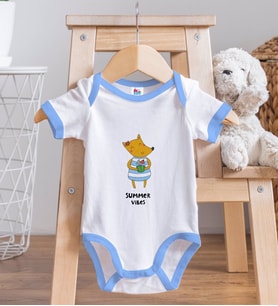 BK Kids Summer Vibes Tasarımlı Mavi Bebek Body Zıbın ve Mama Önlüğü Hediye Seti-1