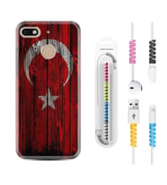 General Mobile GM8 Go GM9 GM20 Pro Plus Kılıf Kablo Koruma Spiral Silikon Şanlı Türk Bayrağı 2 1317