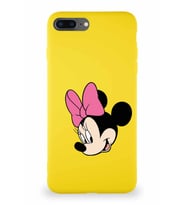 Apple iPhone 8 Plus Soft Premier Kapak Minnie Mouse-B Tasarımlı Silikon Kılıf - Sarı (Şeffaf)