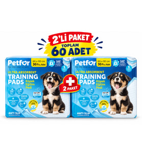 Petfor Ultra Emici Köpek Eğitim Pedi 60x90 cm 2'li Avantaj Paketi (Toplam 60 Adet)
