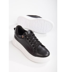 Nerina Siyah Cilt Kalın Tabanlı Detaylı Sneakers (Karışık)