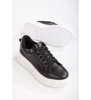 Nerina Siyah Cilt Kalın Tabanlı Detaylı Sneakers (Karışık)