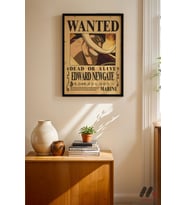 One Piece Beyaz Sakal Wanted Poster, Siyah Çerçeveli Duvar Tablosu - Anime Severlere