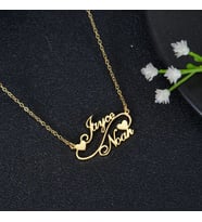 Kişiye Özel Sonsuzluk Model Tasarım Çift İsim Kolye 925K Gümüş (Gold)