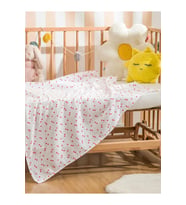 Ekru Kalp Baskılı Kız Bebek Battaniyesi 90x100 Cm (S6)