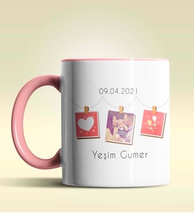 Kişiye Özel Fotoğraflı İnstag Tasarımlı Pembe Kupa Bardak (Pembe)