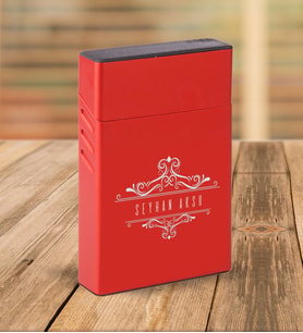 BK Gift Kişiye Özel Kırmızı Slim Boy Metal Sigara Kutusu-8
