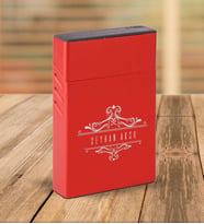 BK Gift Kişiye Özel Kırmızı Slim Boy Metal Sigara Kutusu-8
