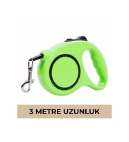 Makaralı Köpek Gezdirme Tasması Yeşil Siyah 3mt