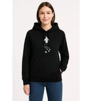 Nihilist Penguen Temalı Oversize Kapüşonlu Sweatshirt - Siyah