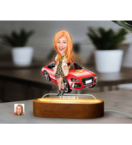 BK Gift Kişiye Özel Kadın Karikatürlü Dekoratif 3D Biblo LED Işıklı Gece Lambası-4, Sevgiliye Hediye, Arkadaşa Hediye, Doğum Günü Hediyesi