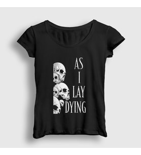 Presmono Kadın Siyah Skulls As I Lay Dying T-Shirt 525018tt