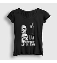 Presmono Kadın Siyah Skulls As I Lay Dying T-Shirt 525018tt