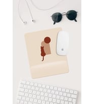 Minimal Kedi Çizimli Bilek Destekli Dikdörtgen Mouse Pad Mouse Altlığı.