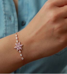 Saklı Takı 925 Ayar Gümüş Lotus Çiçeği Bileklik