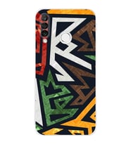 Huawei P30 Lite Kamera korumalı Kapak Soyut Grafiti Tasarımlı  Şeffaf Kılıf