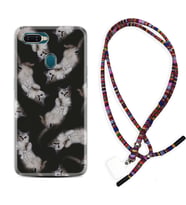 Oppo A5S A15 A16 A54 A55 A73 A74 Kılıf Boyun Asklı Rasta Silikon Sevimli Kedicikler 1785