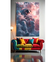 DİNLENEN ASTRONOT V1 Ev Duvar Salon Güzellik Salonu Ofis Dükkan Dekarasyon Kanvas Tablo (Çok Renkli)