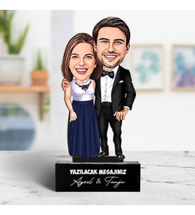 Kişiye Özel Karikatürlü Yakışan Çiftler Sevgiliye Hediye Biblosu