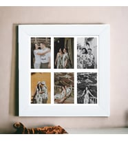 Kişiye Özel 6 Fotoğraflı Kolaj Tasarımlı Beyaz Kare Fotoğraf Anı Çerçevesi