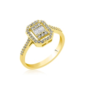 Gümüş Baget Kesim Gold Kadın Yüzük CSR2183944