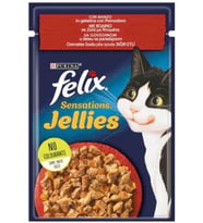 Felix Sensations Pouch Jöle Içinde Sığır Etli Ve Domatesli Yetişkin Kedi Yaş Mama 85 gr X 6 Adet