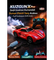 KUZGUN X Pro Kırmızı Şarjlı Uzaktan Kumandalı Duman Efektli Yarış Arabası Full Fonksiyon Drift Aracı