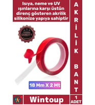#Bant Şeffaf Güçlü Montaj Yapışkanlı Dayanıklı Çift Taraflı Akrilik Silikonize Bant 18 Mm x 2 Metre