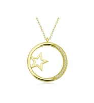 Gümüş Gold Yıldız Detaylı Halka Kadın Kolye CSR2180888