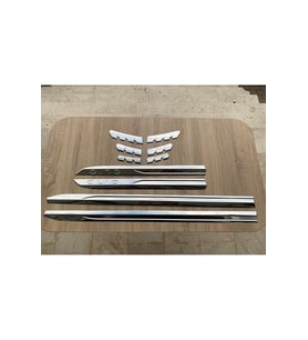 Clio 5 Set 2019 > Yan Kapı Çıtası + Alt Ön Panjur 10 Parça Paslanmaz Çelik (Metal)