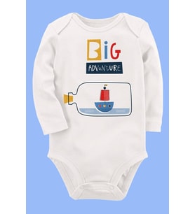 Organik Baskılı Pamuklu Unisex Bebek Body UZUNKOLE33