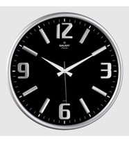 Galaxy Premium Serisi Metal Çerçeveli Kabartma Rakamlı Bombe Camlı 35 CM Duvar Saati Gri (Gri - Siyah)