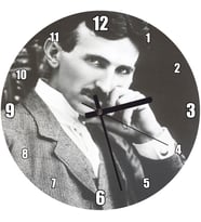 Cakatablo Nikola Tesla Koltukta Oturur Durumda Portresi Duvar Saati