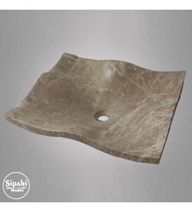 Sipahi Marble Light Emperador Dalgalı Yaprak Lavabo