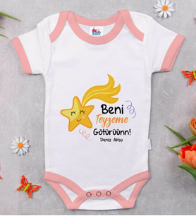 BK Kids Kişiye Özel Pembe Bebek Body Zıbın - Model 50