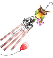 Baykuş Tasarımlı Rüzgar Çanı Metal ve Cam Malzeme Dekoratif Rüzgar Çanı