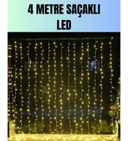 4 Metre Yılbaşı Şelale Led Perde Işık Ev Bahçe Dekor