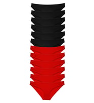 Mulvxbrf Brf02 12 Adet Süper Eko Set Likralı Kadın Slip Külot Siyah Kırmızı (Mulvix)